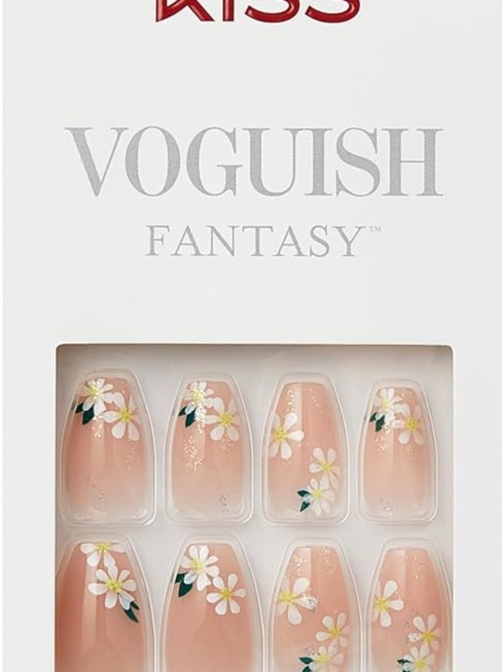 Kiss Pink and White Press-On Nail Kit - 4 Wheel Daisy